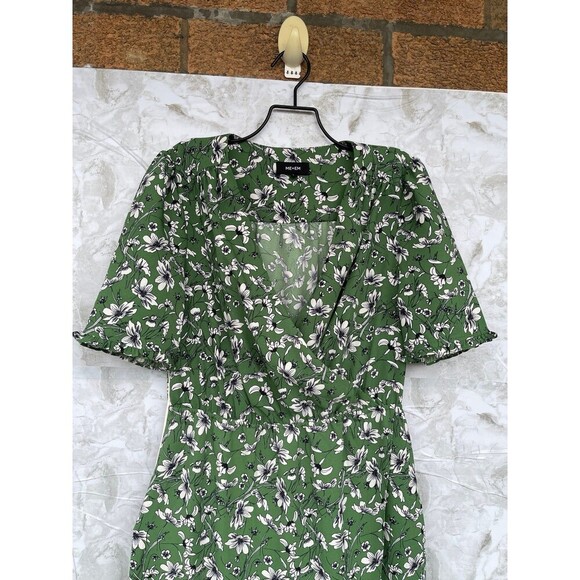 ME+EM GREEN/WHITE FLORAL MAXI DRESS, WRAP DETAIL. Size UK8/USA 4 - Picture 5 of 13
